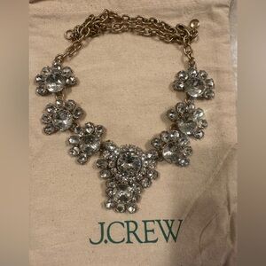 J. Crew Gold and Crystal Floral Necklace